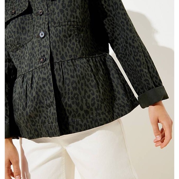 LOFT leopard peplum utility jacket - Picture 2 of 7